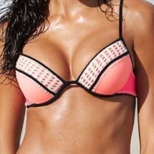 Victoria's Secret Pink Color Block Rope Bikini Swim Top Women's Size 36DD